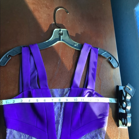 BCBG MaxAzria PlumBerry TENZIN Lace blocked pleated Dress Purple NWOT 0 - Picture 6 of 14